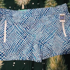Reel Legends Blue and White Patterned Athletic Shorts